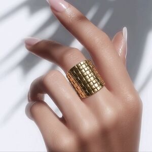 Gold Tone Geometric Statement Ring